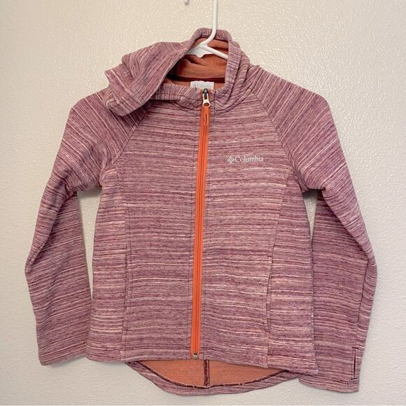 Columbia Girls jacket Youth pink cotton blend hoodie sweatshirt full zip S 7/8 - Picture 1 of 9